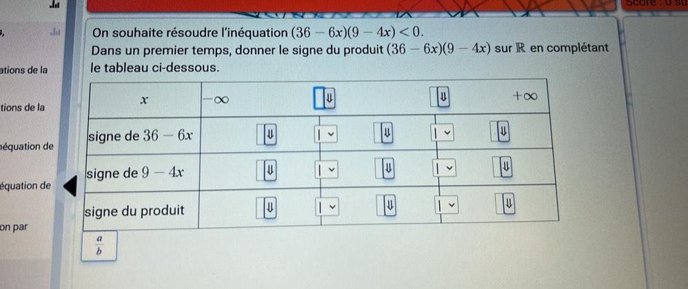 Résolu :.h S core : u s t ,: On souhaite résoudre l'inéquation (36-6x ...