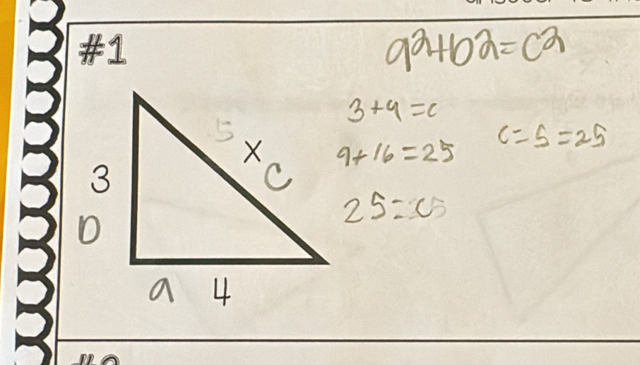 x° b2=c^2
3+9=c
9+16=25
c=5=25
25=0