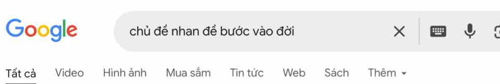 Google chủ đề nhan đề bước vào đời × 
Tất cả Video Hình ảnh Mua sắm Tin tức Web Sách Thêm