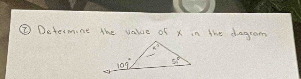 ② Determine the value of x in the dagram