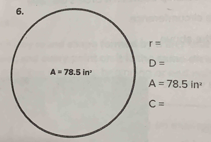 r=
D=
A=78.5in^2
C=