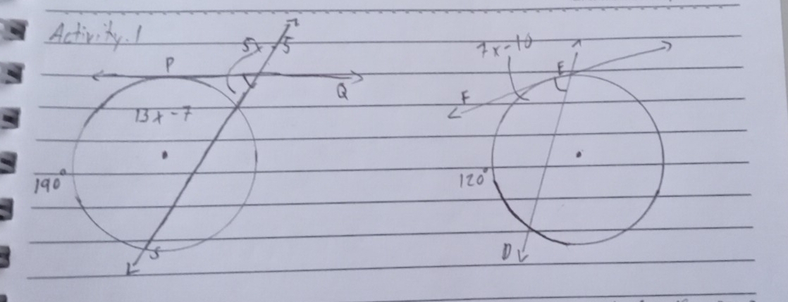 Activity. I _5^7
S
P
Q
13x-7
overline (190)°
L