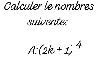 Calculer le nombres 
suivente:
A:(2k+1)^4