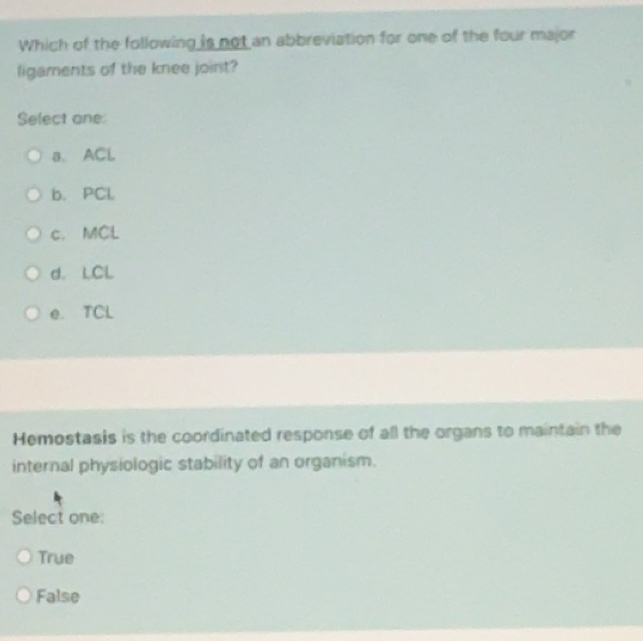 Solved: Which of the following is not an abbreviation for one of the ...