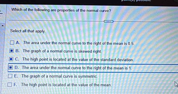 Solved: Which of the following are properties of the normal curve ...