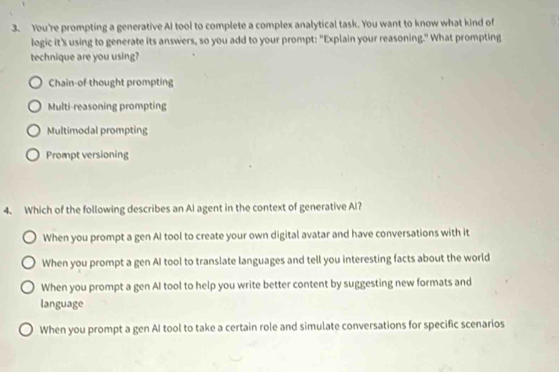 Solved: You're prompting a generative AI tool to complete a complex ...
