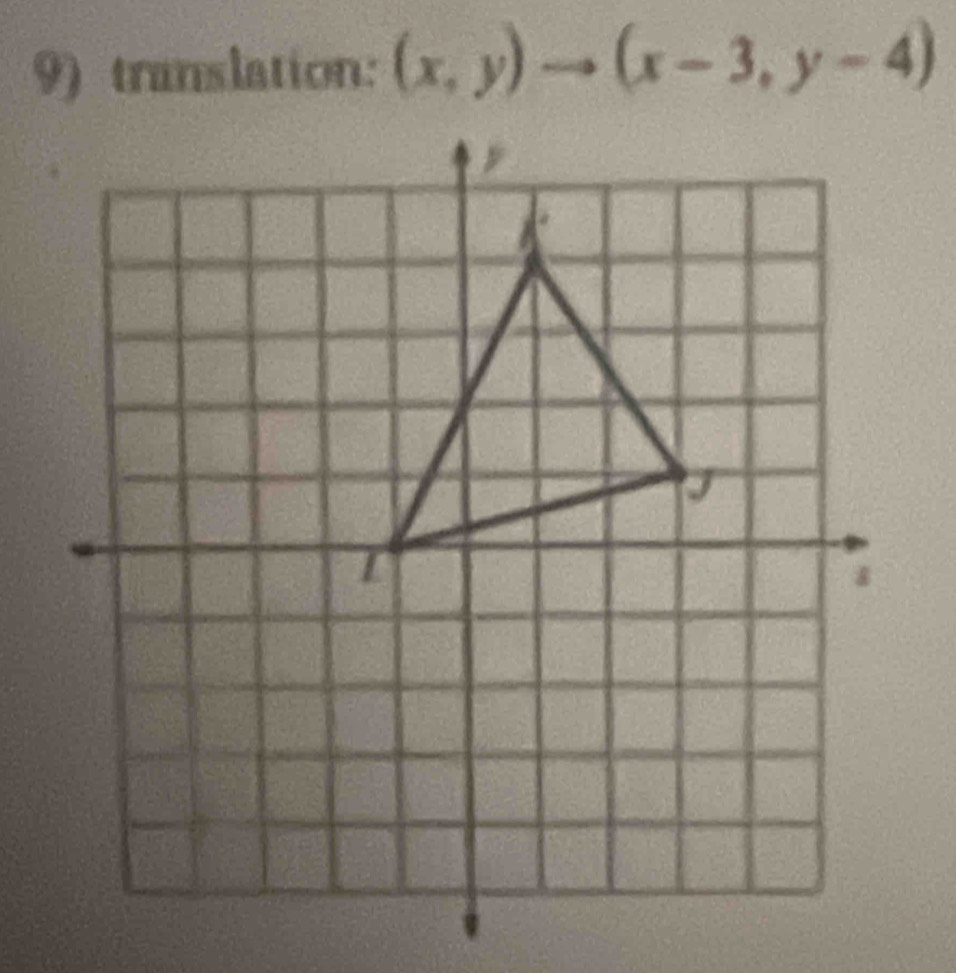 translation: (x,y)to (x-3,y-4)