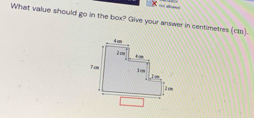 not allowed 
What value should go in the box? Give your answer in centimetres (cm).