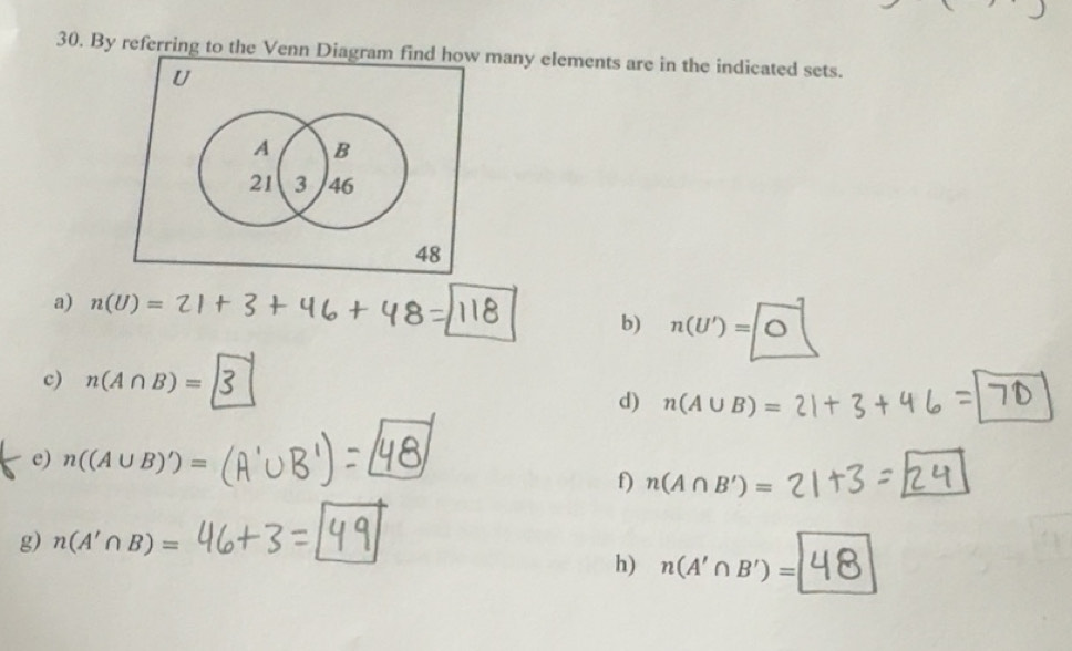 Solved: By referring to the Venn Diagram find how many elements are in ...