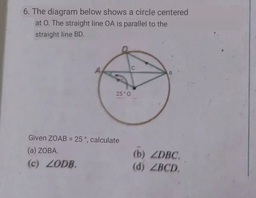 Solved: The diagram below shows a circle centered at O. The straight ...