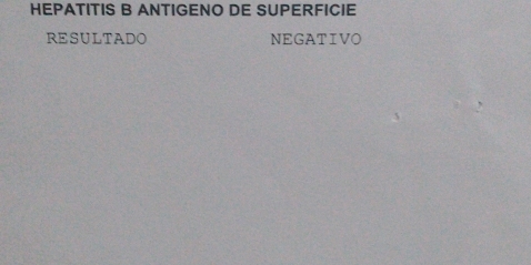 HEPATITIS B ANTIGENO DE SUPERFICIE 
RESULTADO NEGATIVO