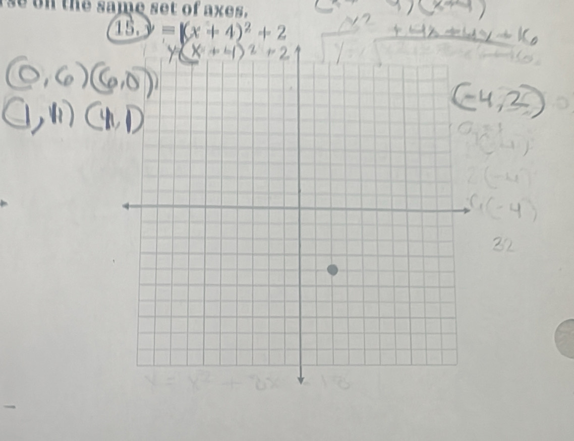 rse on the same set of axes. 
15. =(x+4)^2+2