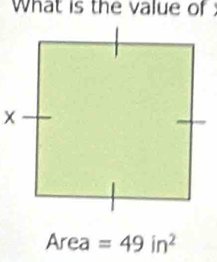 What is the value of 
Area =49in^2