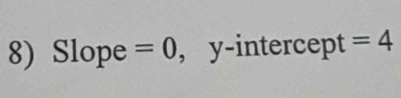 Slope =0 , y-intercept =4