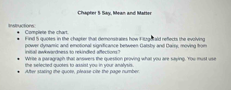 Solved: Chapter 5 Say, Mean and Matter Instructions: Complete the chart ...