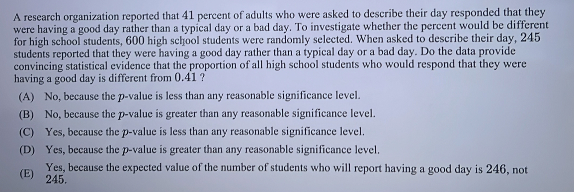 Solved: A research organization reported that 41 percent of adults who ...