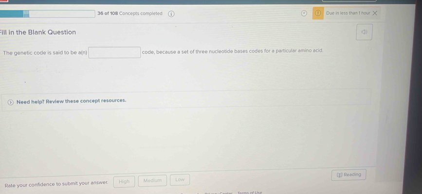 Solved: of 108 Concepts completed Due in less than 1 hour X Fill in the ...