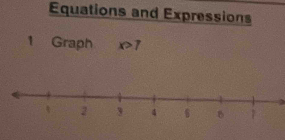 Equations and Expressions 
1 Graph x>7