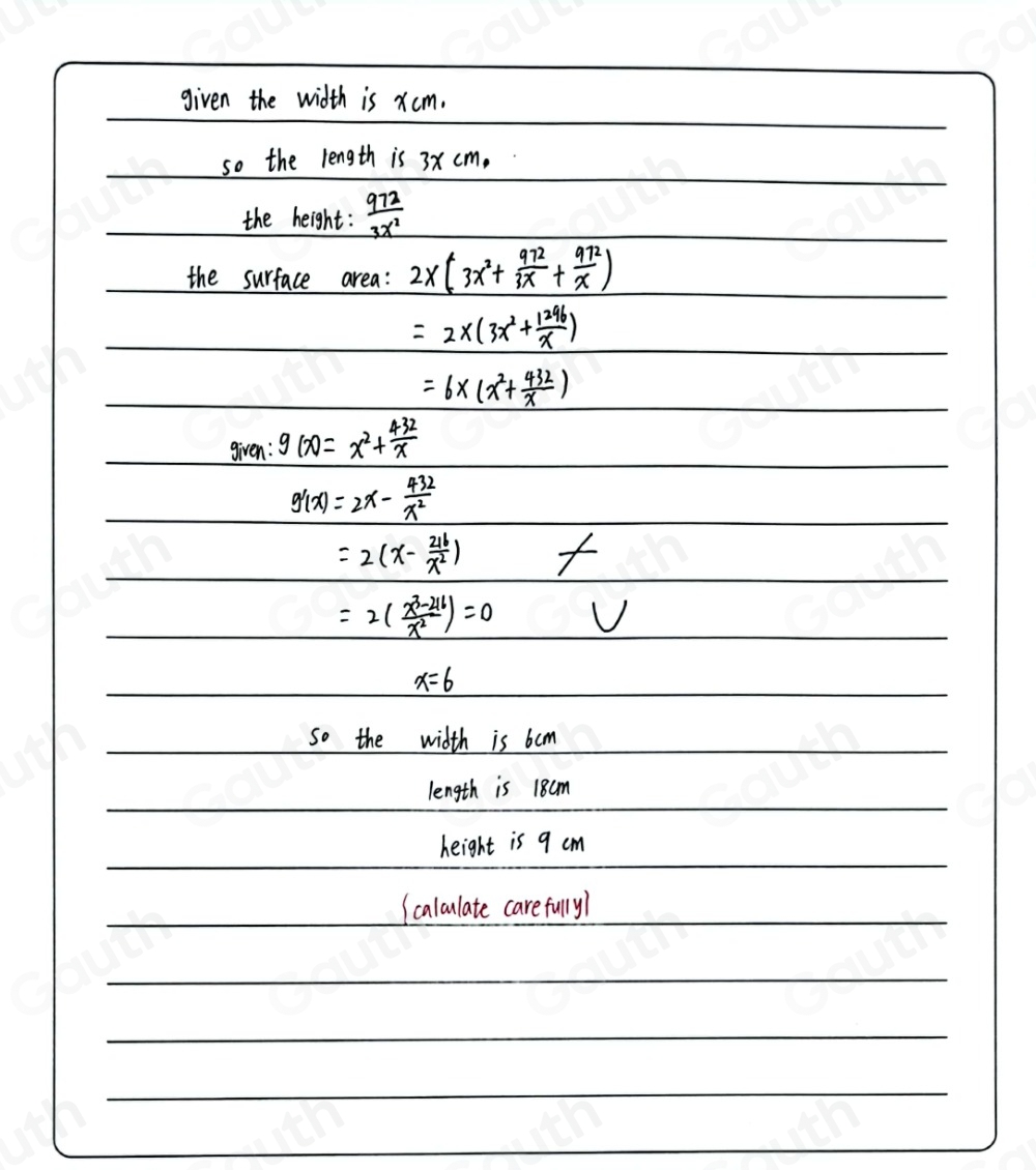 Solved: The length of a closed rectangular box is 3 times its width. If ...