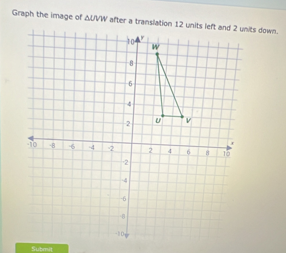 Graph the image of △ UVW
Submit