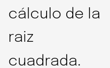 cálculo de la 
raiz 
cuadrada.