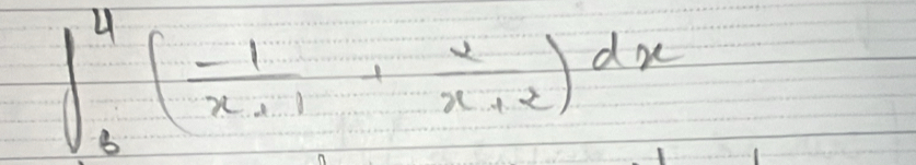 ∈t _0^(4(frac -1)x+1+ 2/x+2 )dx