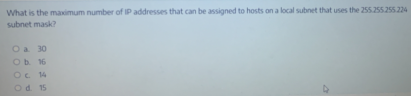 Solved: What is the maximum number of IP addresses that can be assigned ...
