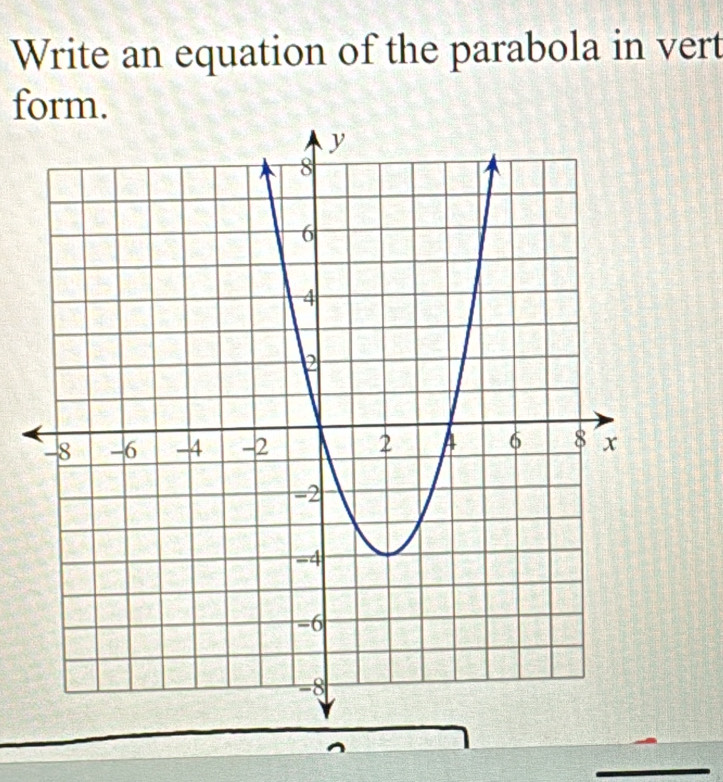 Write an equation of the parabola in vert 
form.