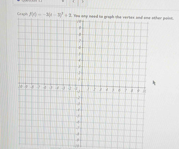 > 
Graph f(t)=-3(t-3)^2+2 ther point.
-10