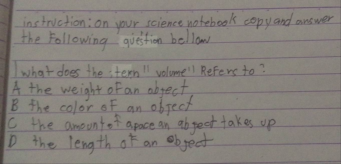 Solved: instruction: on your science notebook copy and answer the ...