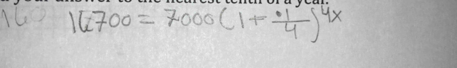 16700=7000(1+ · 1/4 )^4x