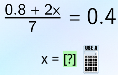  (0.8+2x)/7 =0.4
USE A
x=[?]