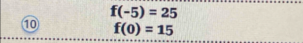 f(-5)=25
10
f(0)=15