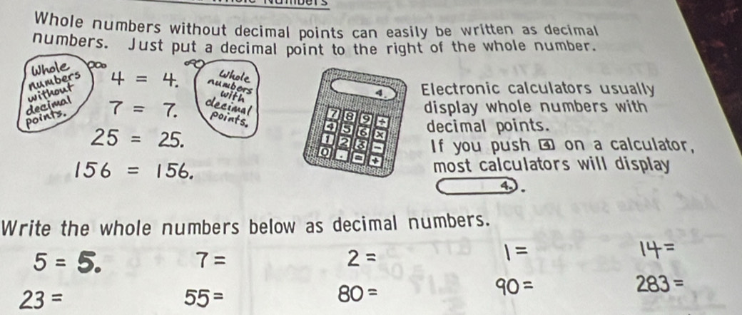 Solved: Whole numbers without decimal points can easily be written as ...