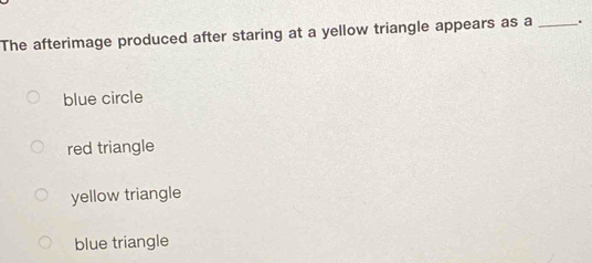 Solved: The afterimage produced after staring at a yellow triangle ...