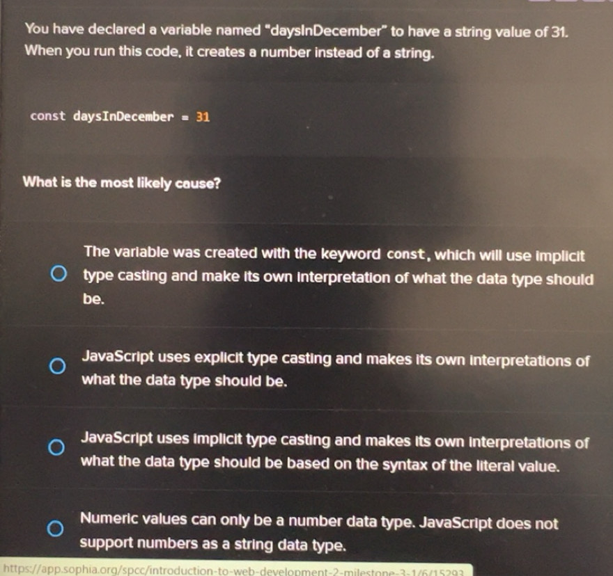 Solved: You have declared a variable named “daysInDecember” to have a ...