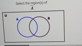 Select the region(s) of:
overline A
U
A
B