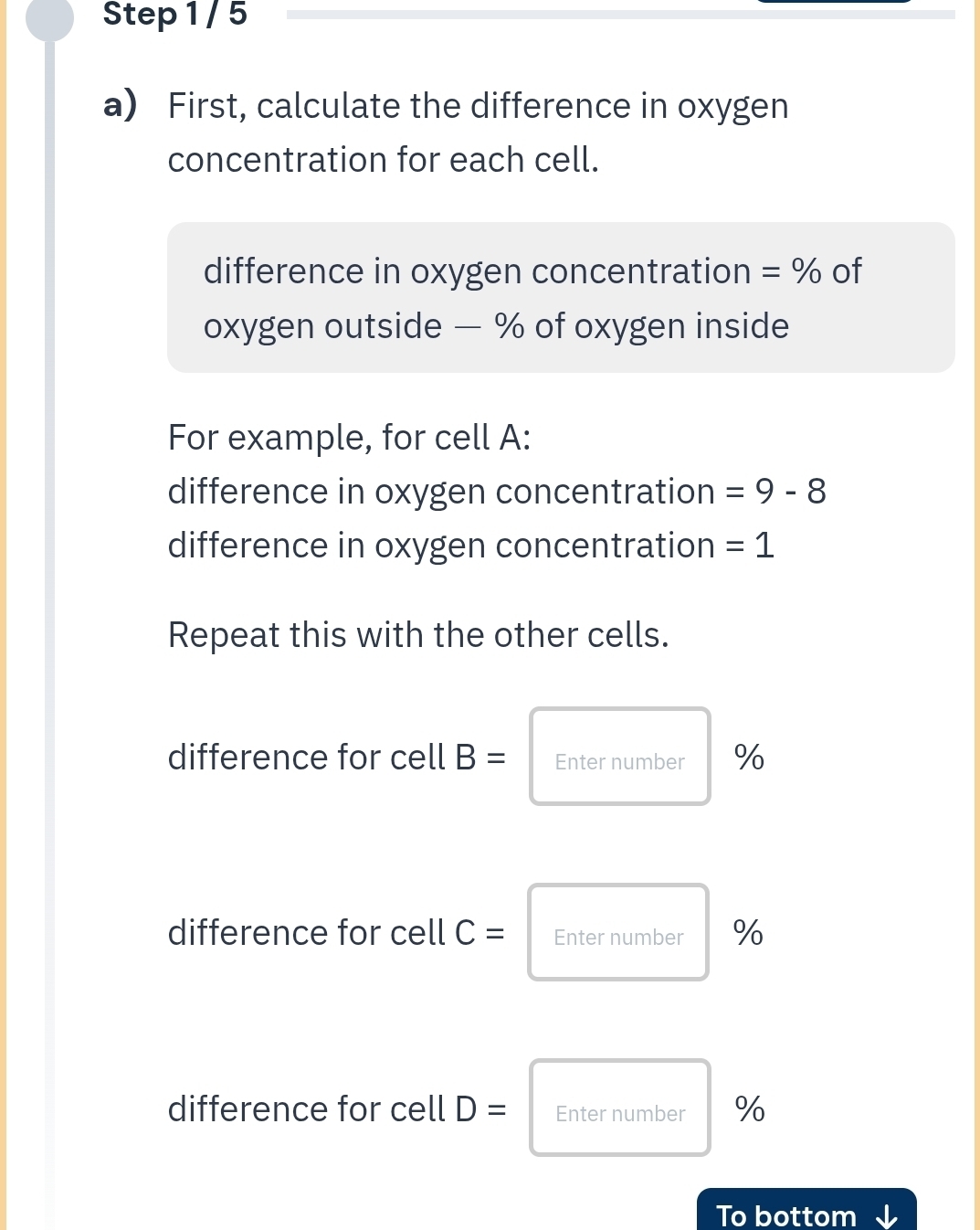 Solved: First, calculate the difference in oxygen concentration for ...