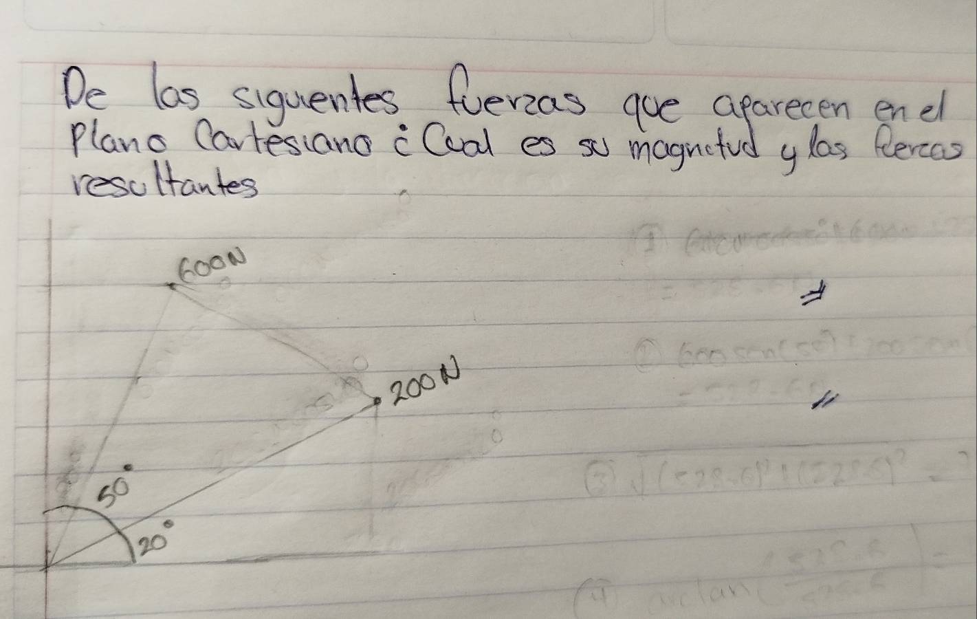 De las siquentes fierzas gue apareeen enel
Plano Cartesiano c Coal es so magnctud y las flercs
resoltantes