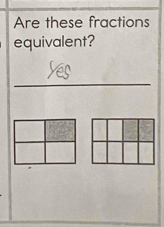 Are these fractions 
equivalent? 
_