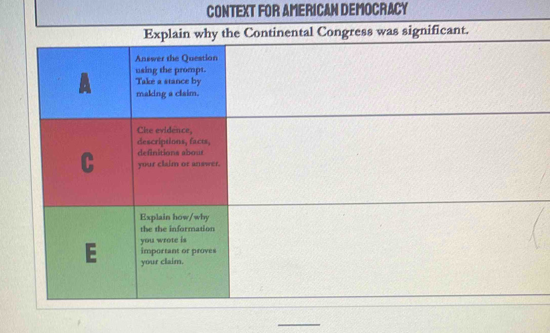 CONTEXT FOR AMERICAN DEMOCRACY 
_