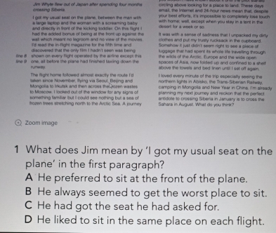 Solved: crossing Siberis Jim Whyte flew out of Japan after spending ...