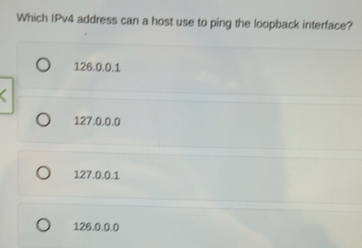 Solved: Which IPv4 address can a host use to ping the loopback ...