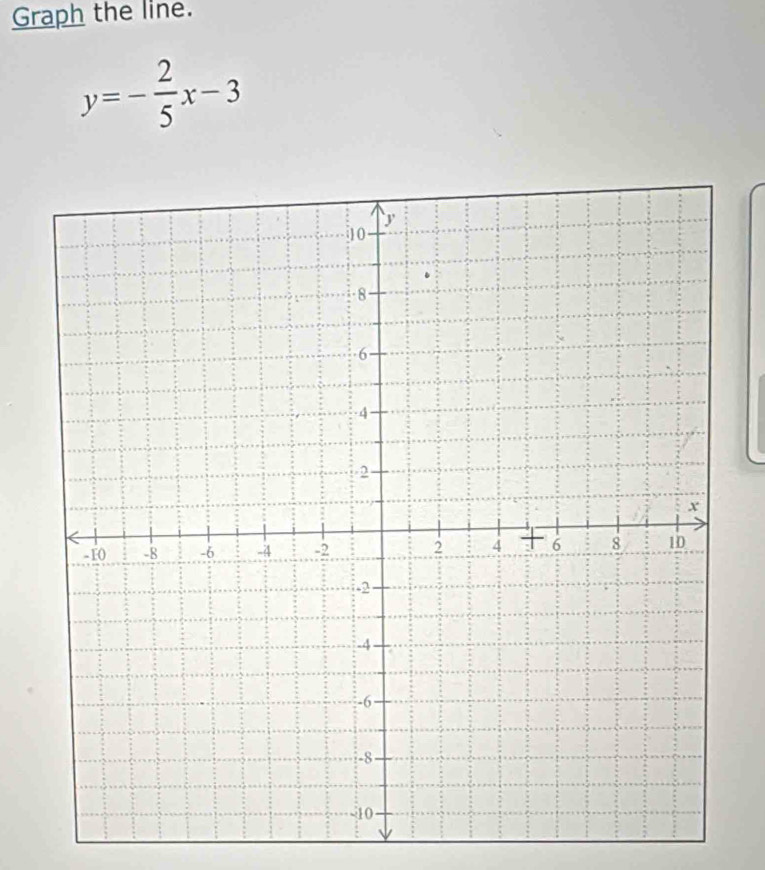 Graph the line.
y=- 2/5 x-3