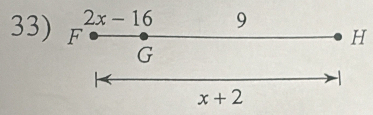 2x-16
9
33) F
H
G
x+2