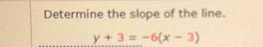 Determine the slope of the line.
y+3=-6(x-3)