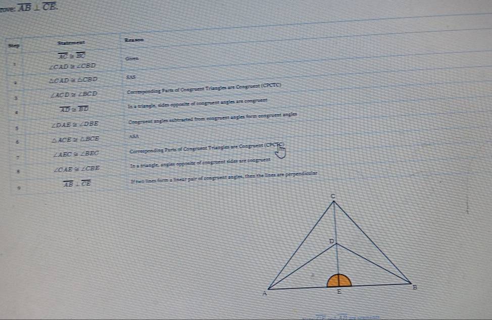 rove: overline AB⊥ overline CE.