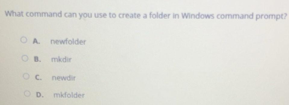 Solved: What command can you use to create a folder in Windows command ...