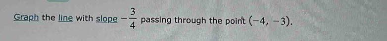 Graph the line with slope - 3/4  passing through the point (-4,-3).
