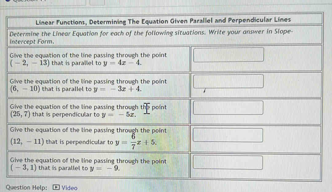 Question Help: Video